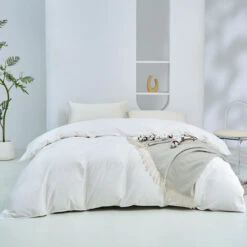 Snowflake White Solid Color Premium Cotton Duvet Cover -qbedding store 1 9e0d097b 6445 427b 99cb e9717ab5ea13