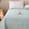 Lambda-Milky Green Cotton Flat Sheet -qbedding store 2X1.5 04077