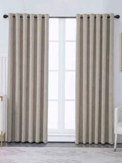 Simple Herringbone Solid Color Polyester Curtain