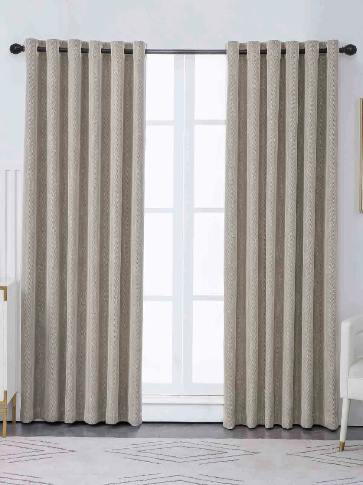 Simple Herringbone Solid Color Polyester Curtain 3 Simple Herringbone Solid Color Polyester Curtain