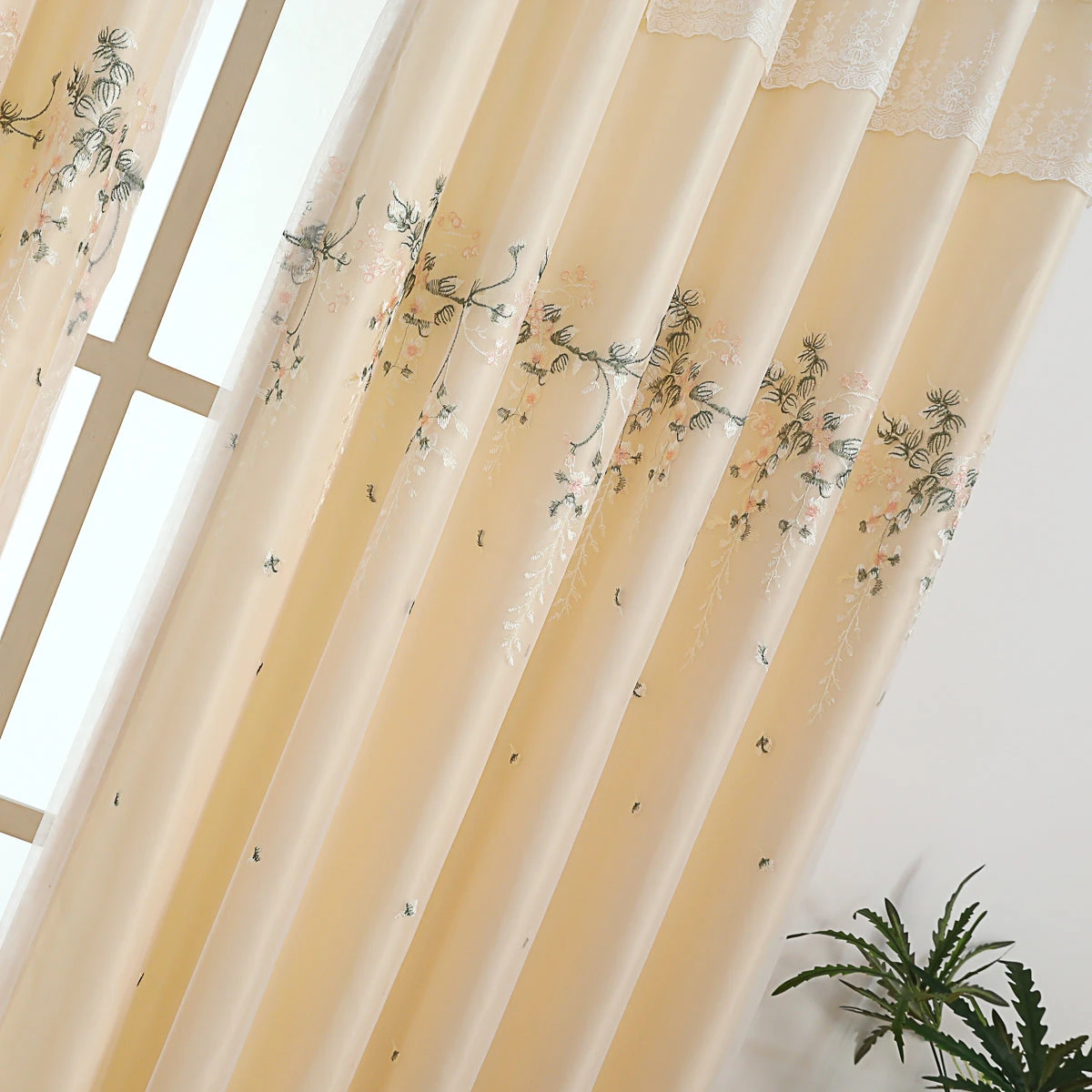Tipsy Champagne Floral Double Layer Curtain 9 Tipsy Champagne Floral Double Layer Curtain - Image 7