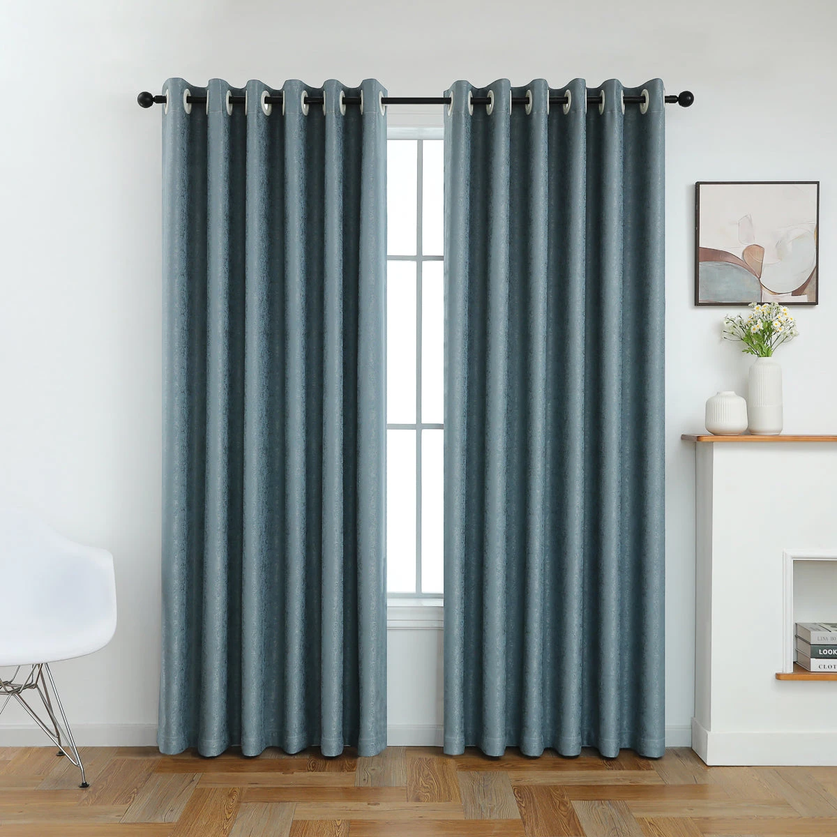 Wells Embossed Jacquard Solid Color Curtain 5 Wells Embossed Jacquard Solid Color Curtain - Image 3