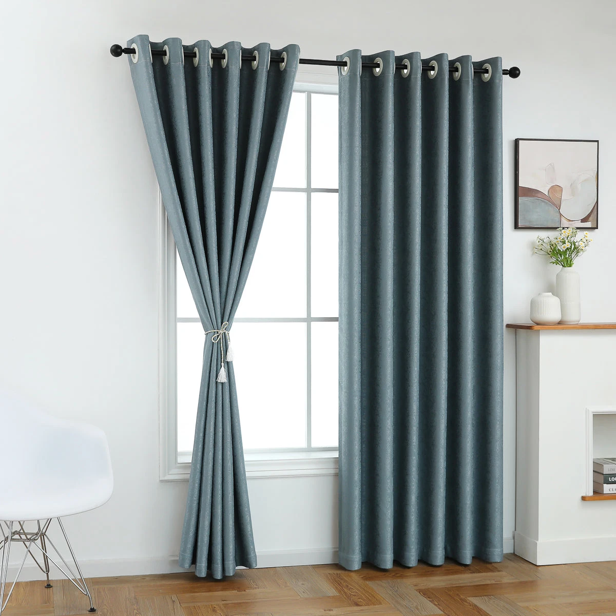 Wells Embossed Jacquard Solid Color Curtain 8 Wells Embossed Jacquard Solid Color Curtain - Image 6