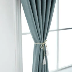 Wells Embossed Jacquard Solid Color Curtain 15 Wells Embossed Jacquard Solid Color Curtain -qbedding store 3E7A9587