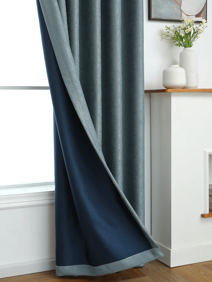 Wells Embossed Jacquard Solid Color Curtain 3 Wells Embossed Jacquard Solid Color Curtain