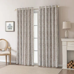 Vintage Leaf Embossed Curtain 24 Vintage Leaf Embossed Curtain -qbedding store 3F3A2591