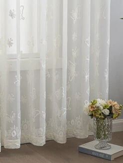 Butterflies Embroidery Sheer Curtain