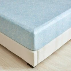 Raindrop Blue Premium Cotton Fitted Sheet -qbedding store 532 981600 Raindrop Blue Premium Cotton Fitted Sheet 3