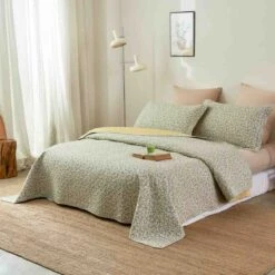 Cedar Floral Cotton Quilt Set -qbedding store 691 61155 Cedar Floral Cotton Quilt Set 2