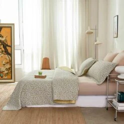 Cedar Floral Cotton Quilt Set -qbedding store 691 61155 Cedar Floral Cotton Quilt Set 4