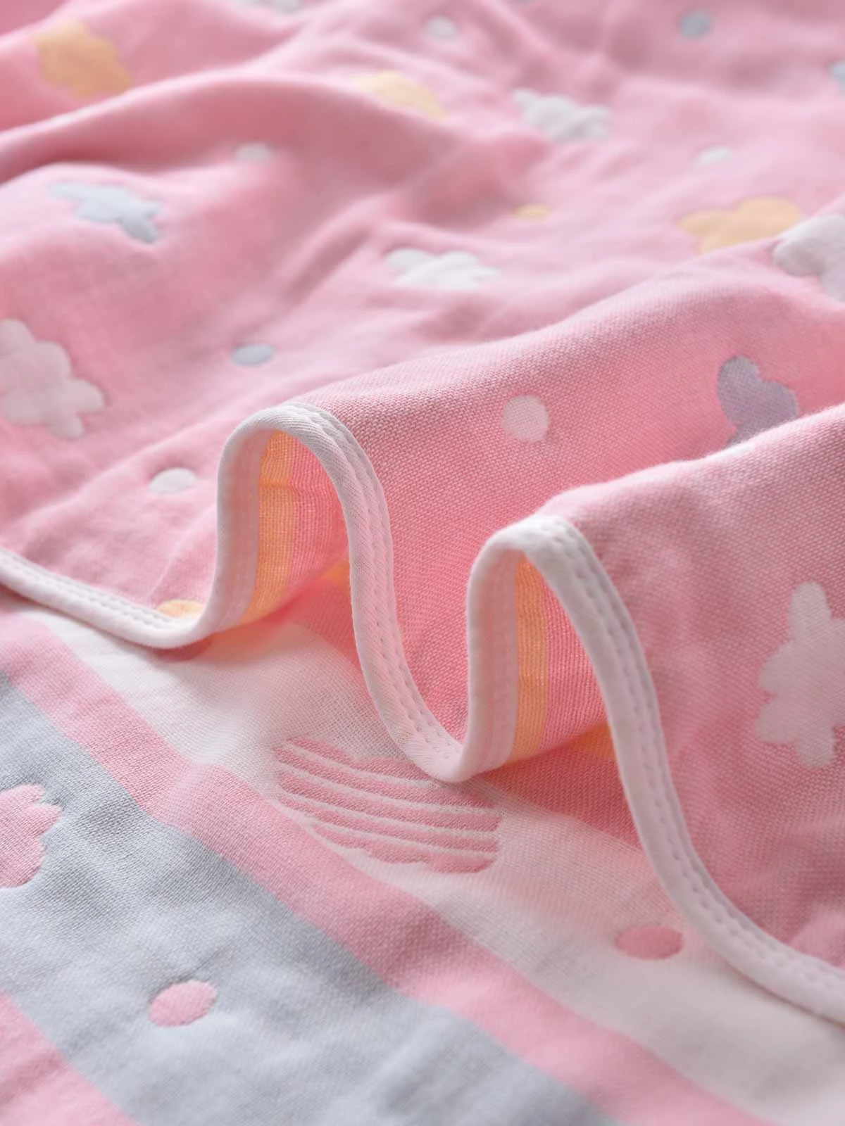 Colorful Cloud Cartoon Cotton Baby Blanket - Image 2