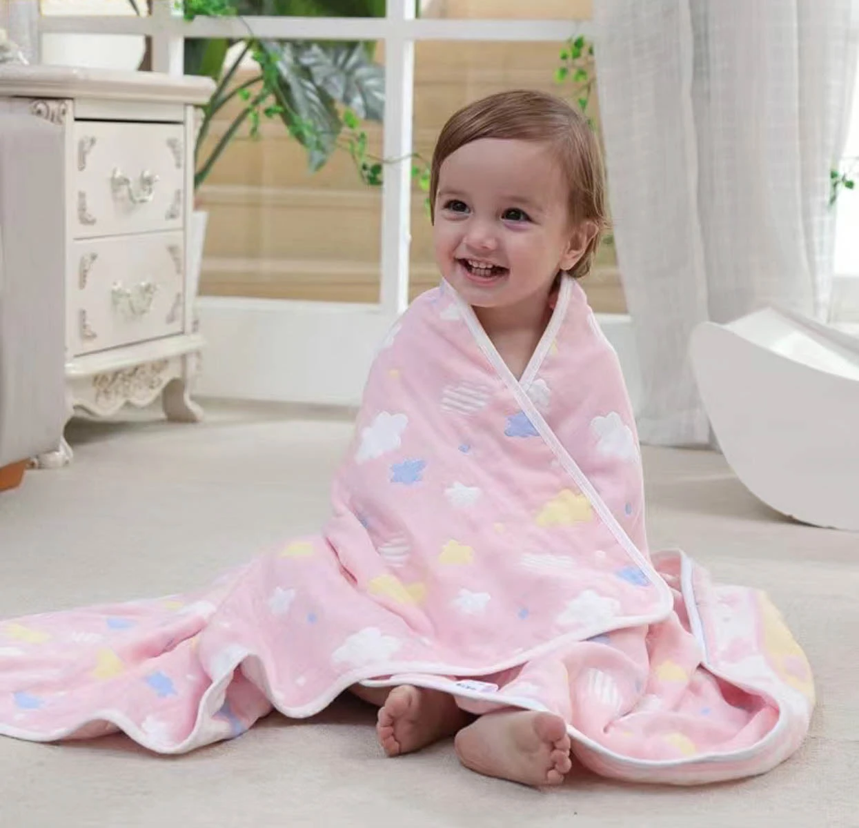 Colorful Cloud Cartoon Cotton Baby Blanket - Image 4