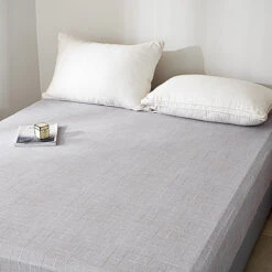 Psi-Starry Gray Cotton Fitted Sheet -qbedding store DSC00203