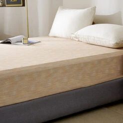 Mu-Nature Apricot Cotton Fitted Sheet -qbedding store DSC00219