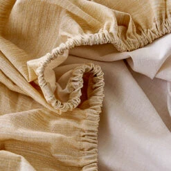 Mu-Nature Apricot Cotton Fitted Sheet -qbedding store DSC00222