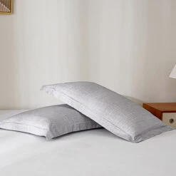 Psi-Starry Gray Cotton Standard Pillow Sham Set -qbedding store DSC00262