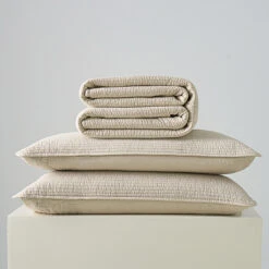 Mocha Beige Solid Color Cotton Quilt Set -qbedding store DSC03984