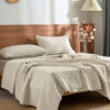 Mocha Beige Solid Color Cotton Quilt Set -qbedding store DSC04727