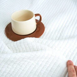 Snow White Solid Color Cotton Quilt Set -qbedding store DSC04747