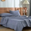Navy Blue Solid Color Cotton Quilt Set -qbedding store DSC04750