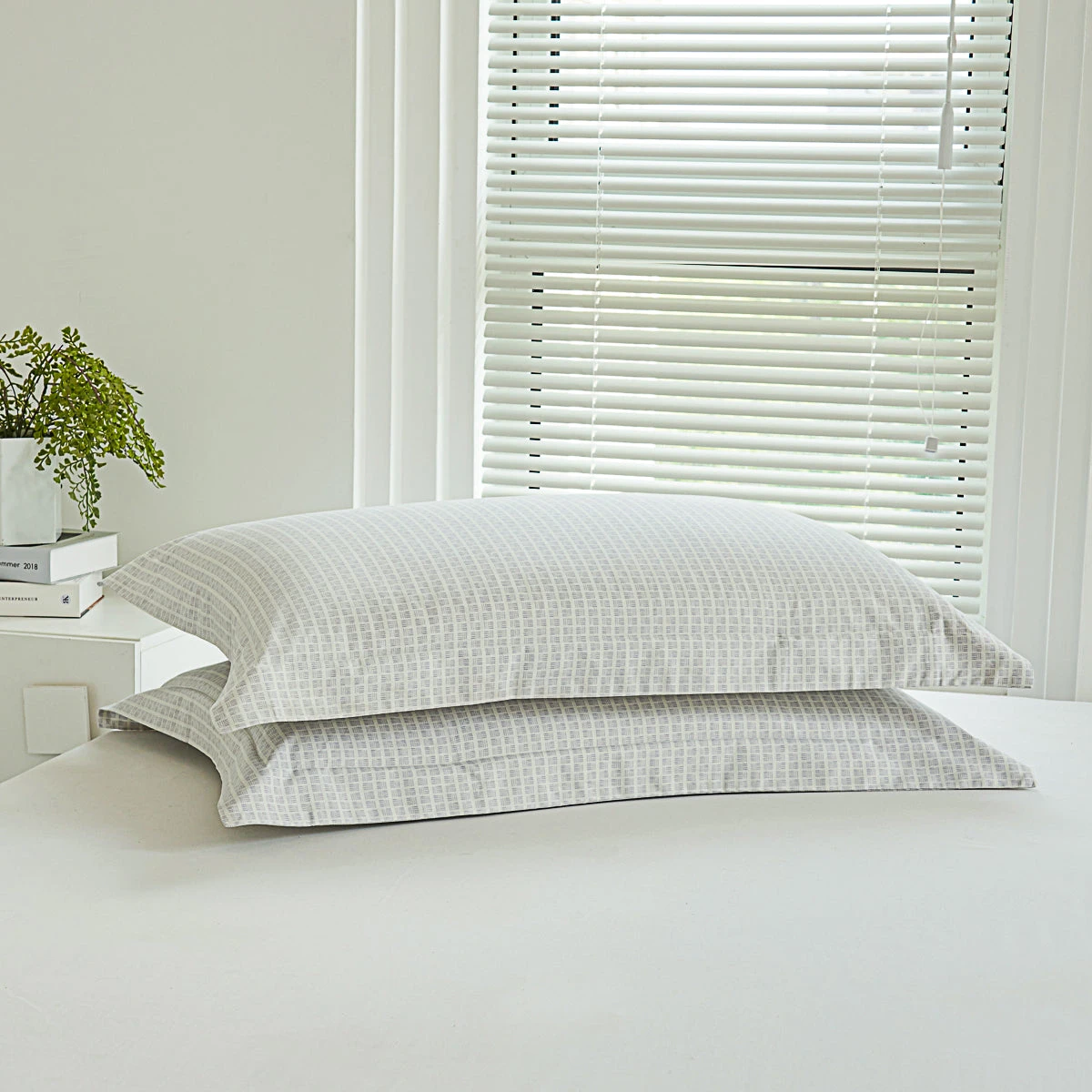 Eta Mist White Cotton Standard Pillow Sham 5 Eta Mist White Cotton Standard Pillow Sham - Image 3