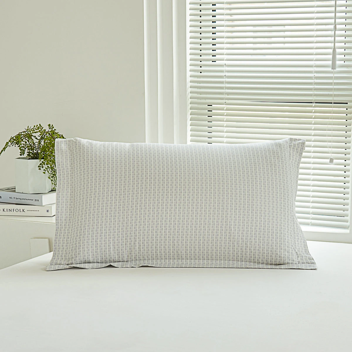 Eta Mist White Cotton Standard Pillow Sham 6 Eta Mist White Cotton Standard Pillow Sham - Image 4