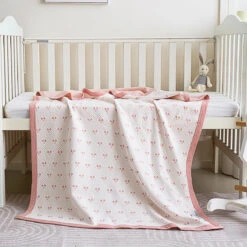 Cherry Pure Cotton Baby Blanket -qbedding store DSC05640