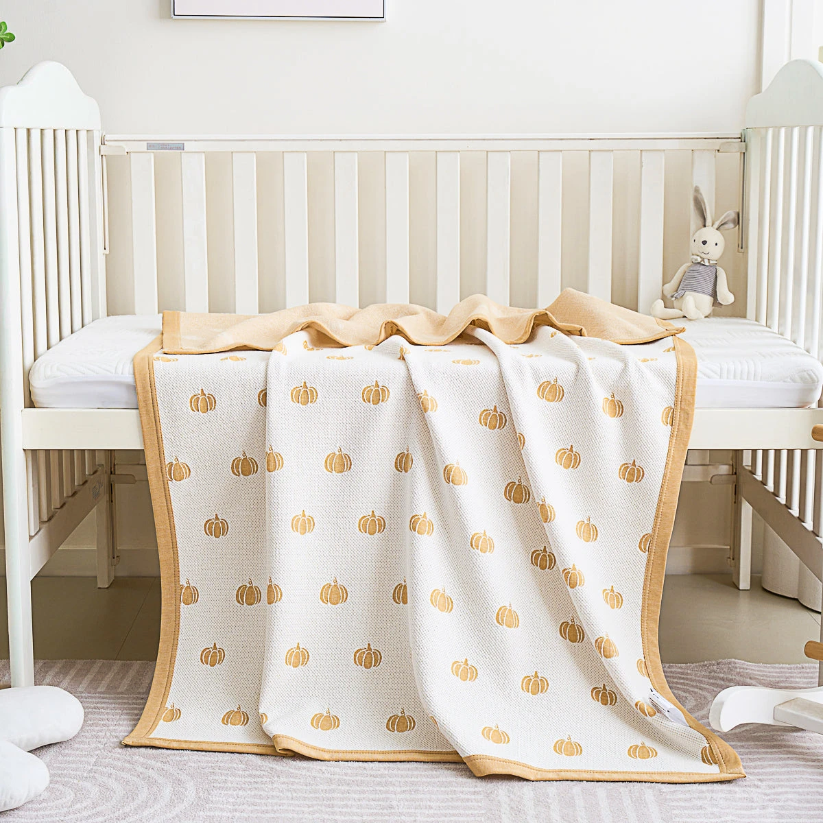 Pumpkin Pure Cotton Baby Blanket 5 Pumpkin Pure Cotton Baby Blanket - Image 3