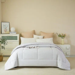 Eta Mist White Cotton All Season Comforter -qbedding store DSC06538
