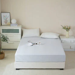 Omega Klein Blue Cotton Fitted Sheet -qbedding store DSC06570 3