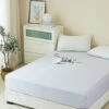 Eta Mist White Cotton Fitted Sheet -qbedding store DSC06582