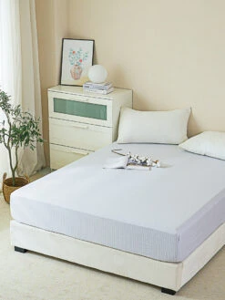 Eta Mist White Cotton Fitted Sheet