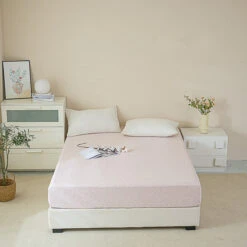 Kai Jade Pink Cotton Fitted Sheet -qbedding store DSC06591