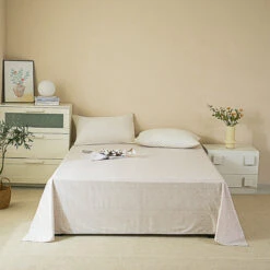 Pai Breeze Apricot Cotton Flat Sheet -qbedding store DSC06676
