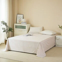 Pai Breeze Apricot Cotton Flat Sheet -qbedding store DSC06677