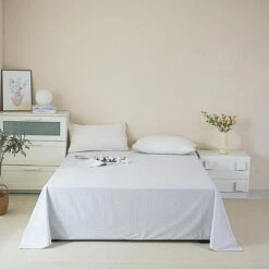 Omega Klein Blue Cotton Flat Sheet -qbedding store DSC06684