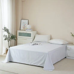 Omega Klein Blue Cotton Flat Sheet -qbedding store DSC06685