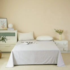 Eta Mist White Cotton Flat Sheet -qbedding store DSC06693