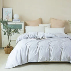 Eta Mist White Cotton Duvet Cover -qbedding store DSC06717