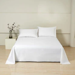 Snowflake White Premium Cotton Flat Sheet -qbedding store DSC07779