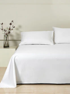 Snowflake White Premium Cotton Flat Sheet