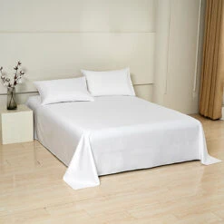 Snowflake White Premium Cotton Flat Sheet -qbedding store DSC07781