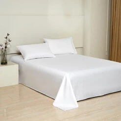 Snowflake White Premium Cotton Flat Sheet -qbedding store DSC07785