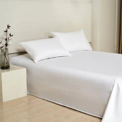Snowflake White Premium Cotton Flat Sheet -qbedding store DSC07787