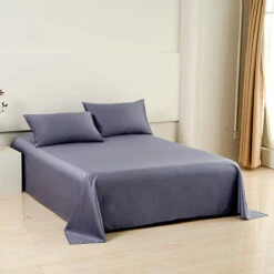 Jazz Blue Premium Cotton Flat Sheet -qbedding store DSC07867