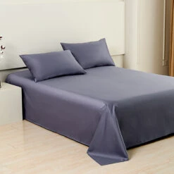 Jazz Blue Premium Cotton Flat Sheet -qbedding store DSC07868