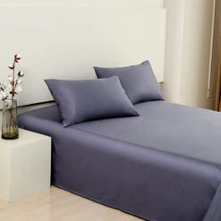 Jazz Blue Premium Cotton Flat Sheet -qbedding store DSC07869