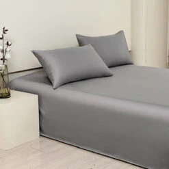 Rio Gray Premium Cotton Flat Sheet -qbedding store DSC07894