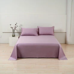 Pearlish Purple Premium Cotton Flat Sheet -qbedding store DSC07902