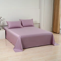 Pearlish Purple Premium Cotton Flat Sheet -qbedding store DSC07904
